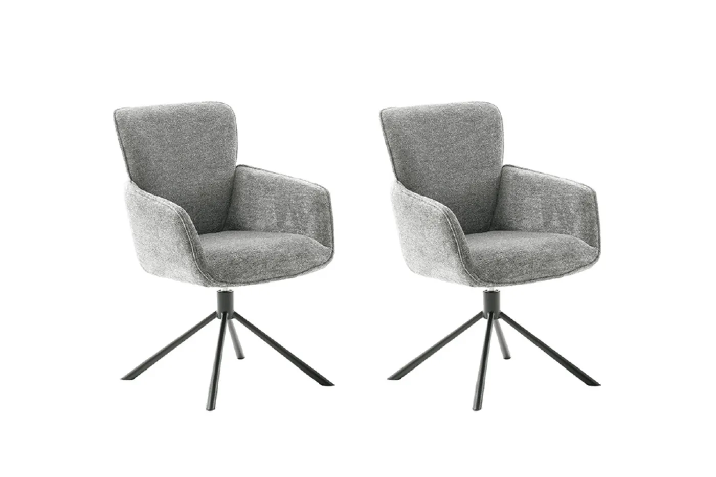 2er Set Stuhl Amber mit Armlehnen | drehbar | hellgrau