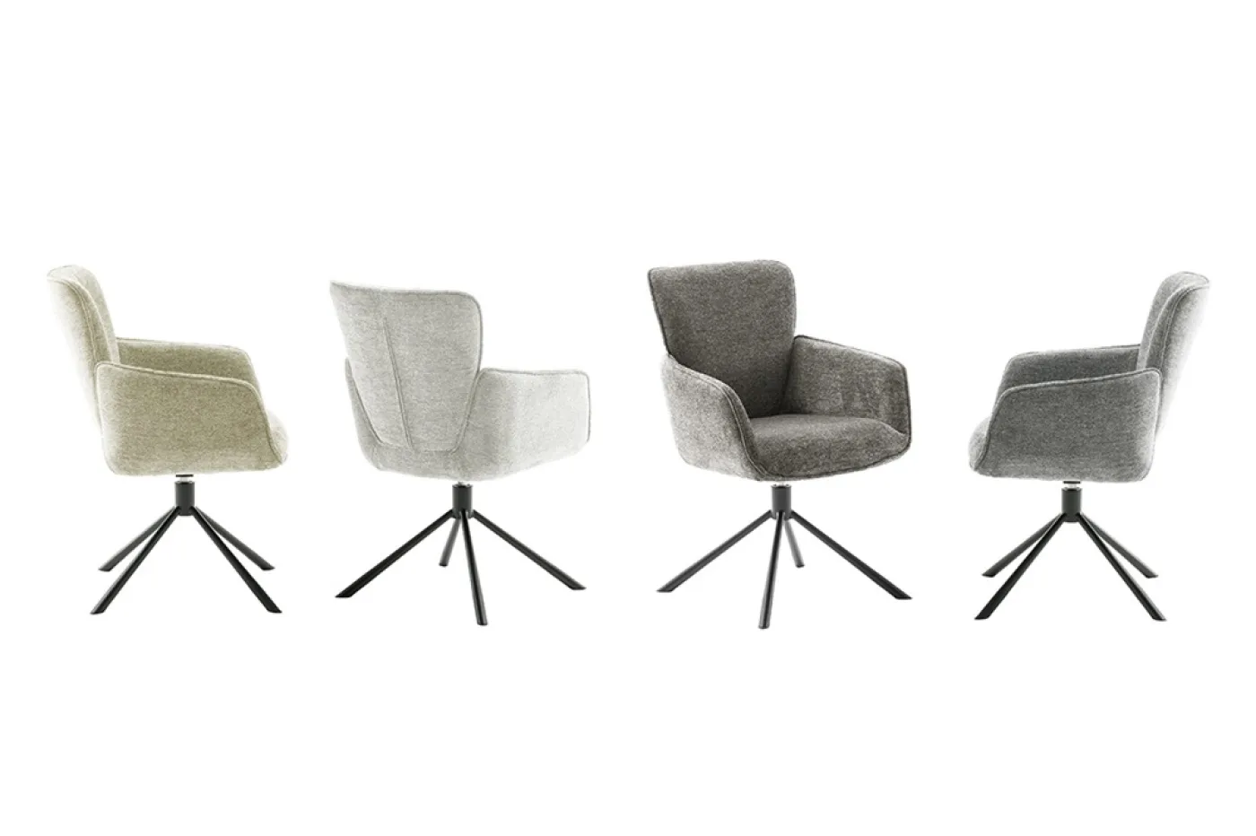 2er Set Stuhl Amber mit Armlehnen | drehbar | hellgrau