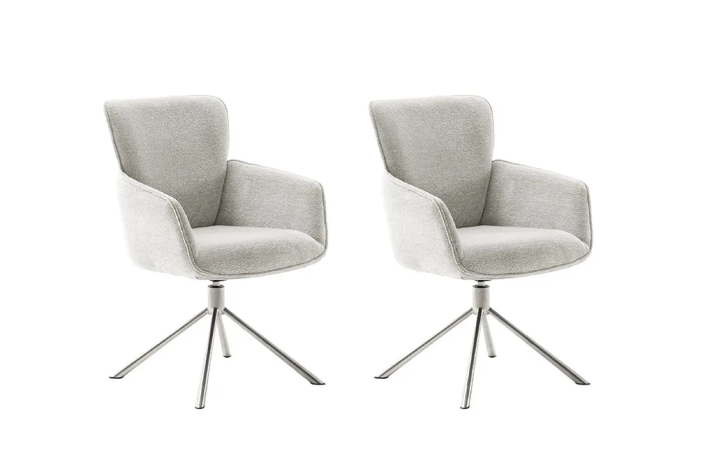 2er Set Stuhl Amber mit Armlehnen | Edelstahl | drehbar | hellgrau