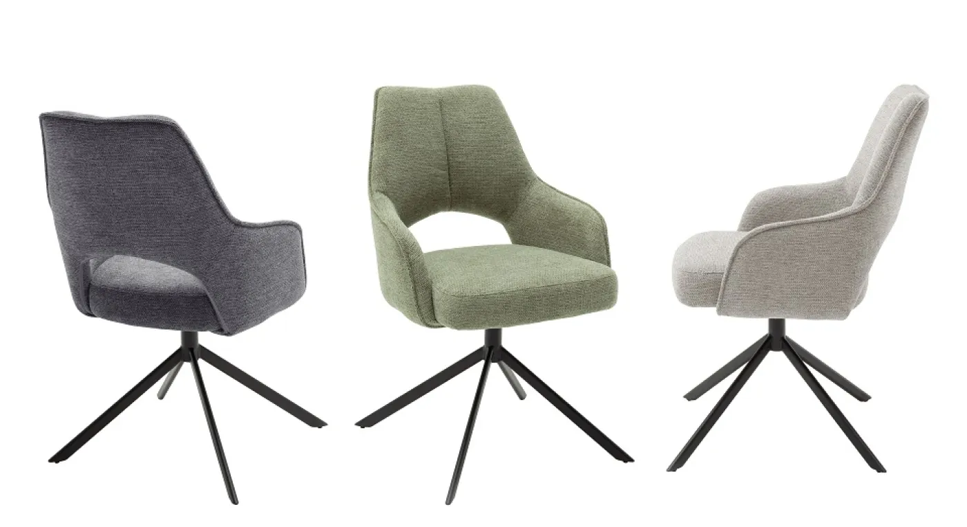 2er Set Stuhl Bangor | drehbar | Chenille Optik | anthrazit