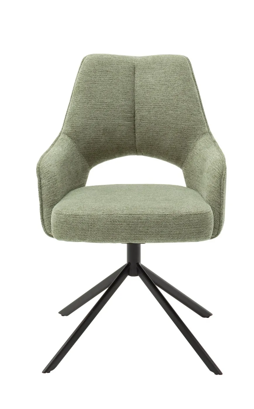 2er Set Stuhl Bangor | drehbar | Chenille Optik | oliv