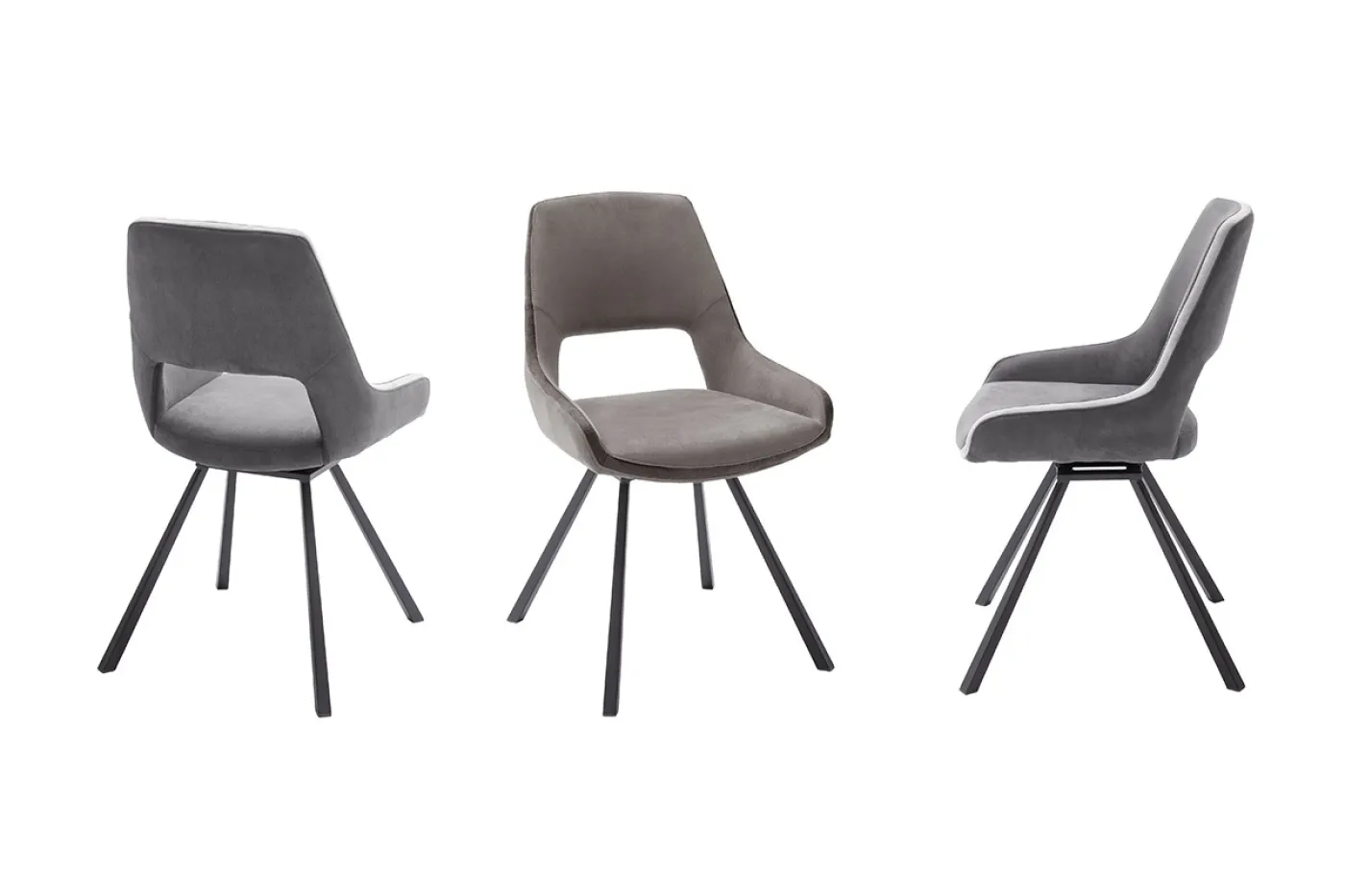 2er Set Stuhl Bayonne | Webstoff | drehbar | cappuccino