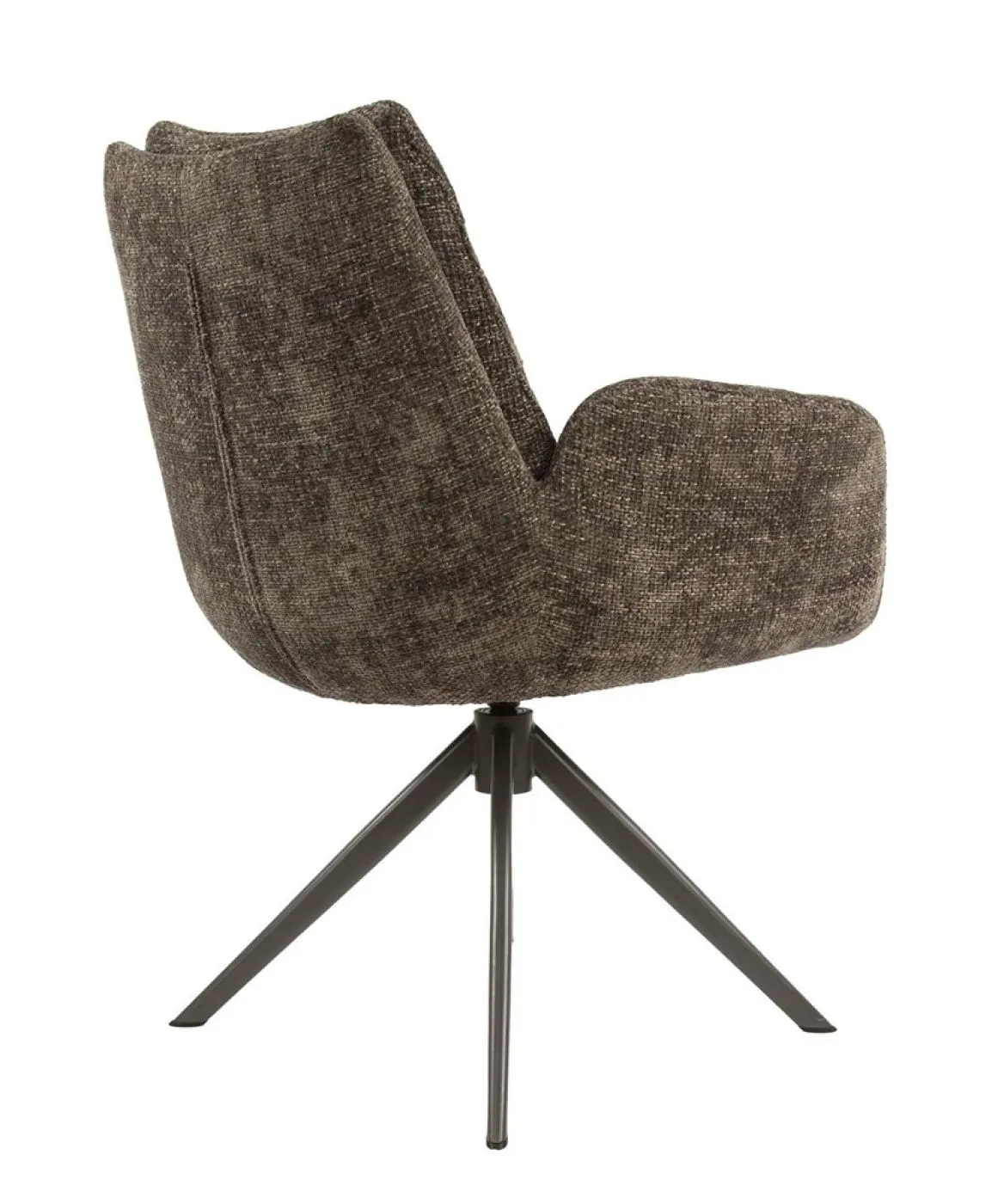 2er Set Stuhl Chavi | mit Armlehnen | drehbar | Hoven-Stoff | taupe-braun