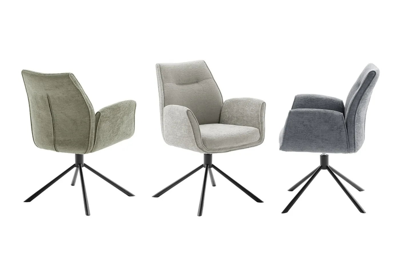 2er Set Stuhl Diveria mit Armlehnen | drehbar | olive