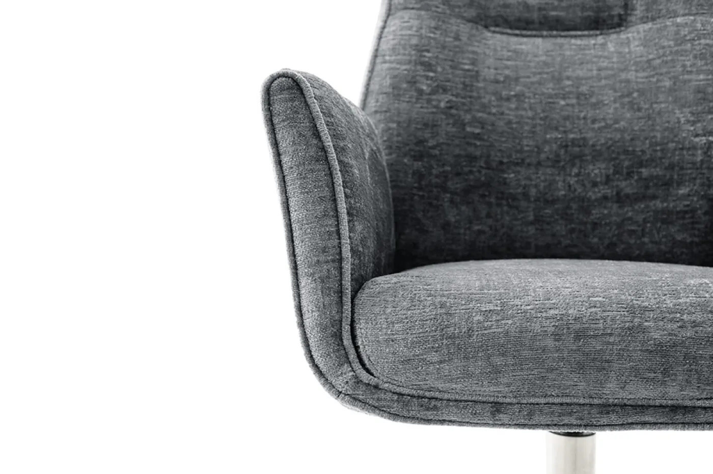 2er Set Stuhl Diveria mit Armlehnen | Edelstahl | drehbar | anthrazit / grau