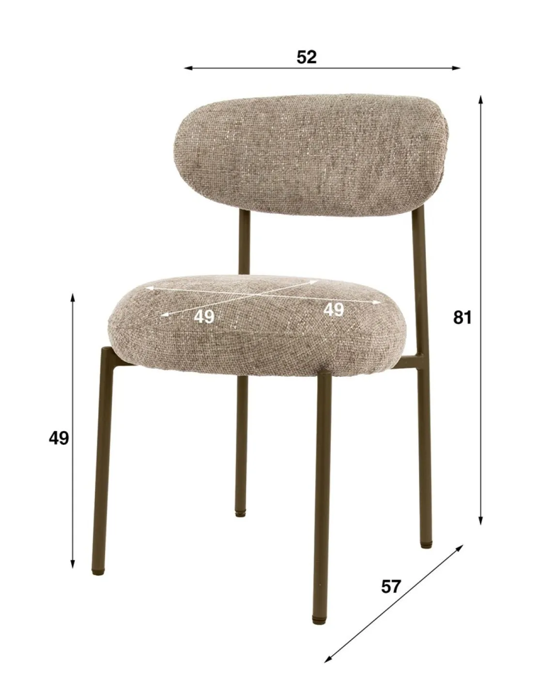 2er Set Stuhl Elysia | Cargo Stoff / Strukturgewebe | sand-braun