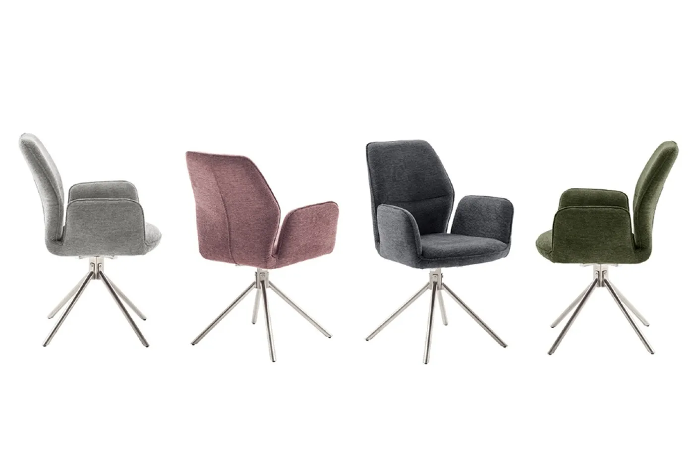 2er Set Stuhl Greyton mit Armlehnen | Edelstahl | drehbar | anthrazit