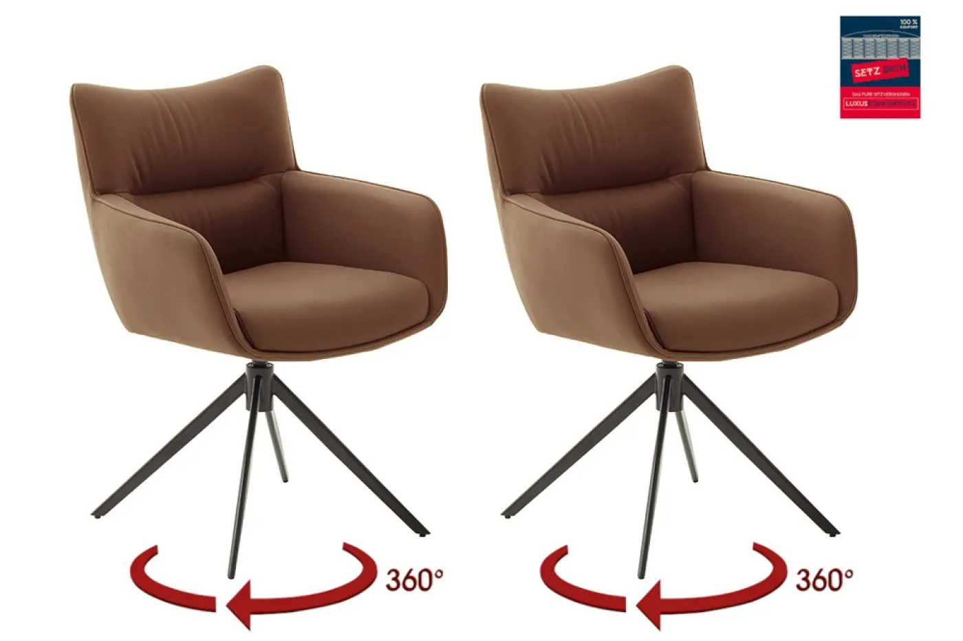 2er Set Stuhl Limone 2 mit Armlehnen | drehbar | rostbraun