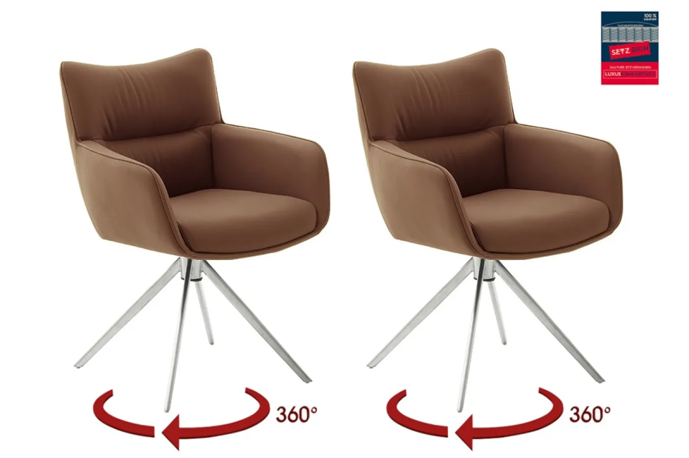 2er Set Stuhl Limone 2 mit Armlehnen | Edelstahl | drehbar | rostbraun
