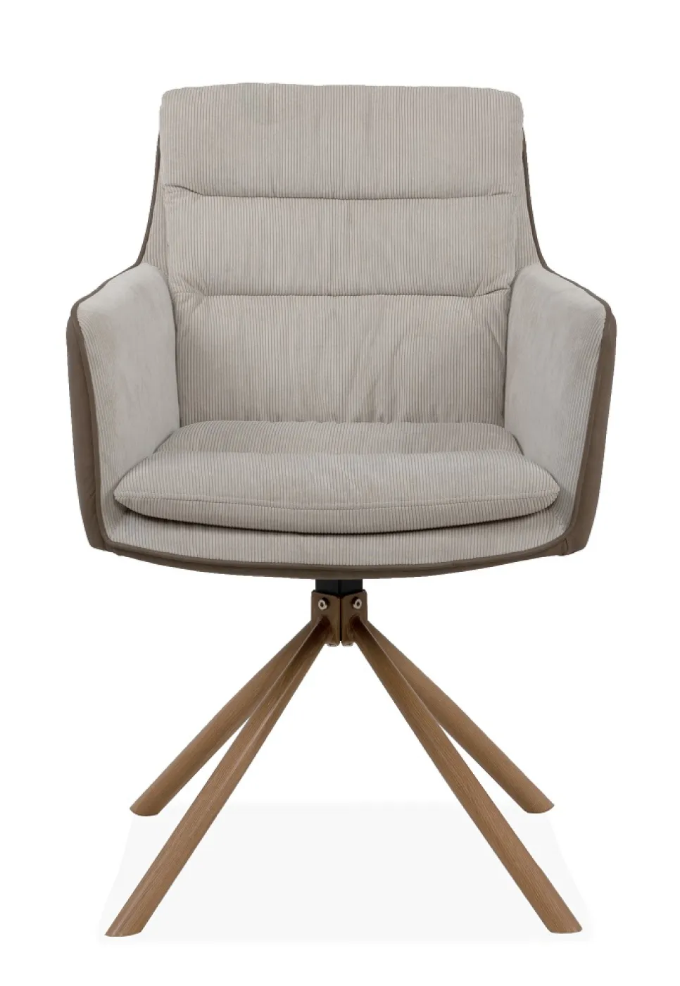 2er Set Stuhl Logan mit Armlehnen | drehbar | braun / beige