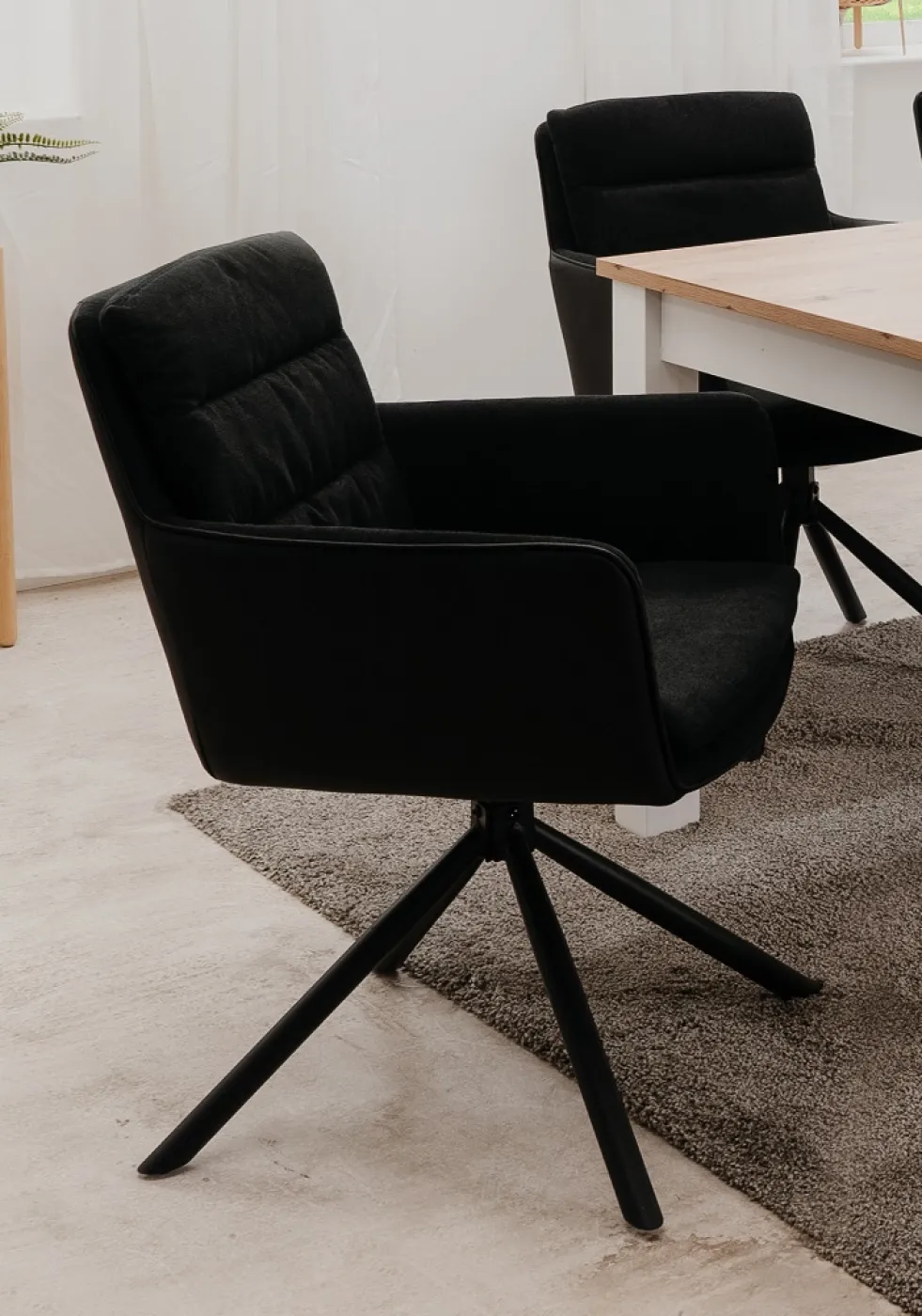 2er Set Stuhl Logan mit Armlehnen | drehbar | Schwarz / Anthrazit