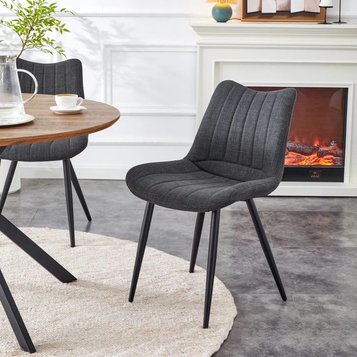 2er Set Stuhl Lotta | Webstoff | Anthrazit