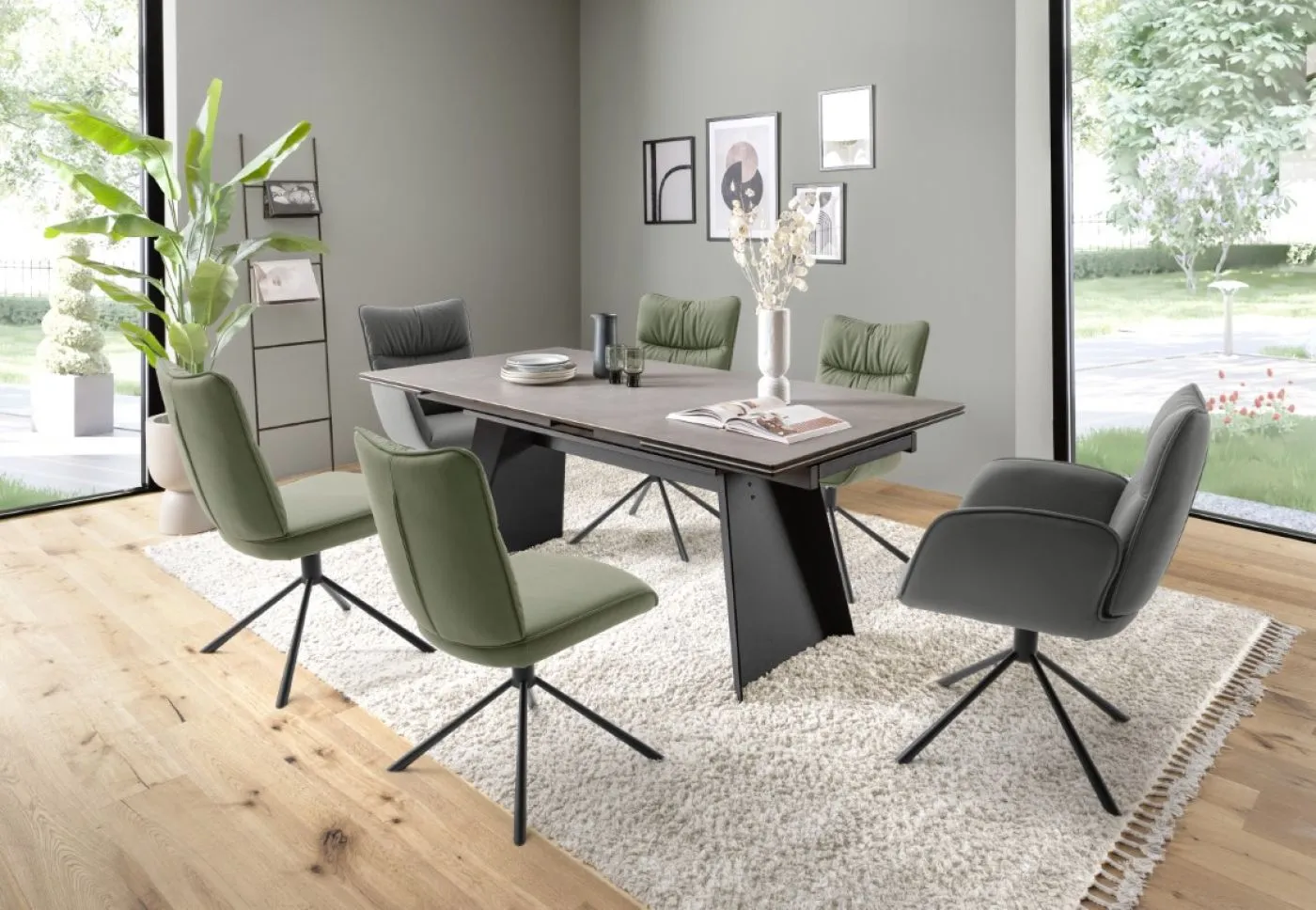 2er Set Stuhl Marin | drehbar | olive