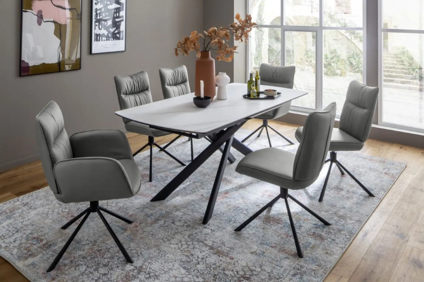 2er Set Stuhl Marin | mit Armlehnen | drehbar | anthrazit