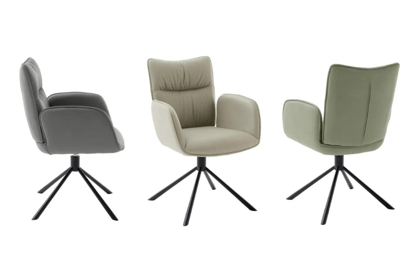 2er Set Stuhl Marin | mit Armlehnen | drehbar | cappuccino