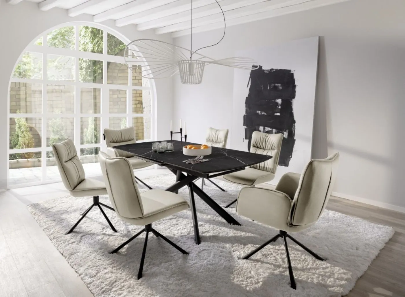 2er Set Stuhl Marin | mit Armlehnen | drehbar | cappuccino