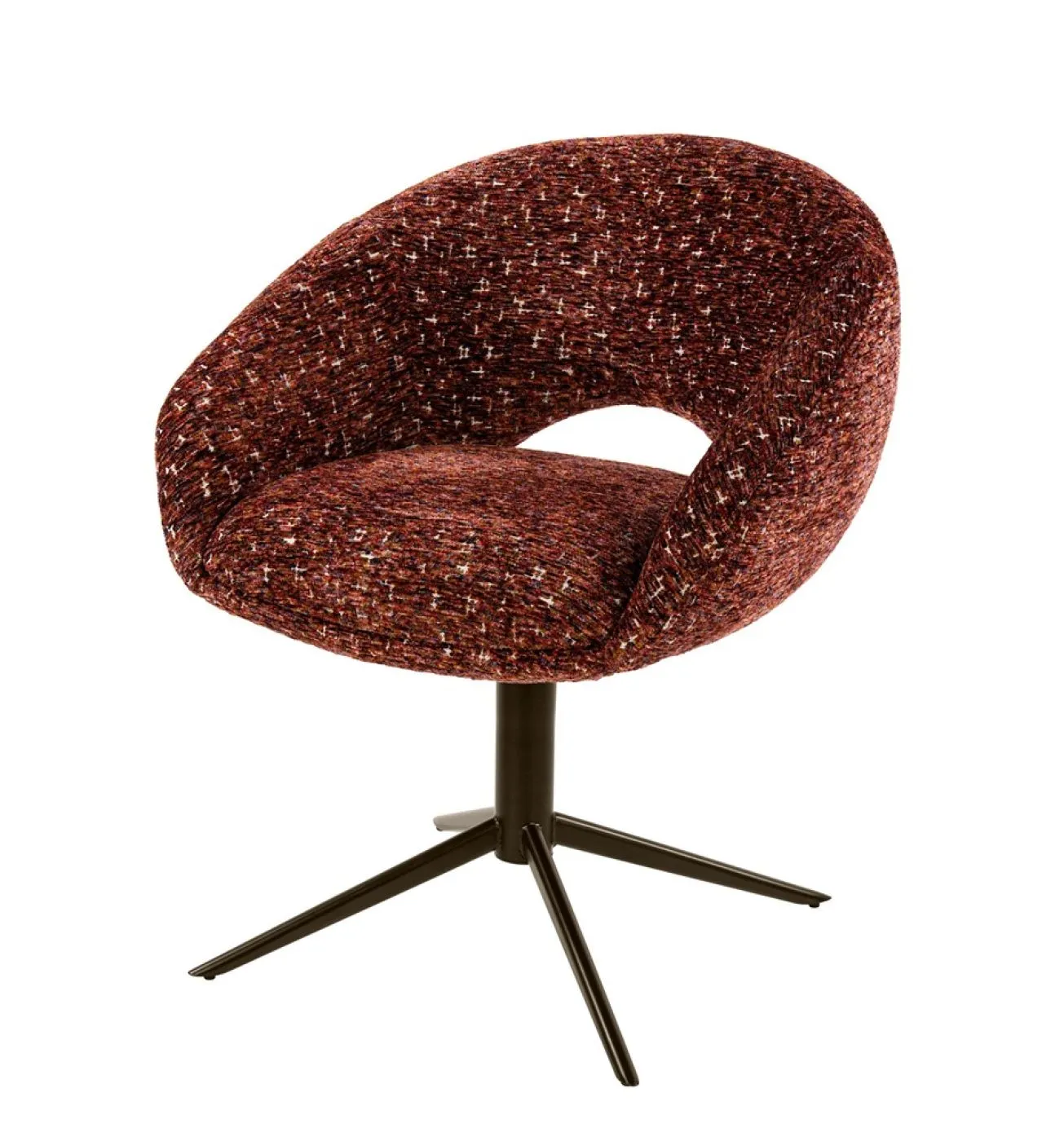 2er Set Stuhl Mirabel | drehbar | Delviro Stoff | bordeauxrot-braun