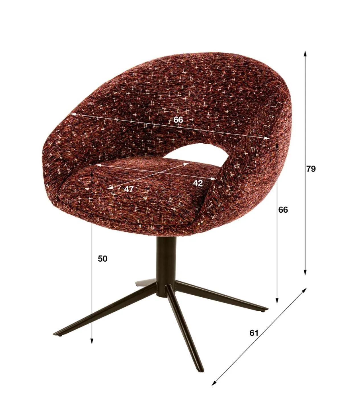 2er Set Stuhl Mirabel | drehbar | Delviro Stoff | bordeauxrot-braun
