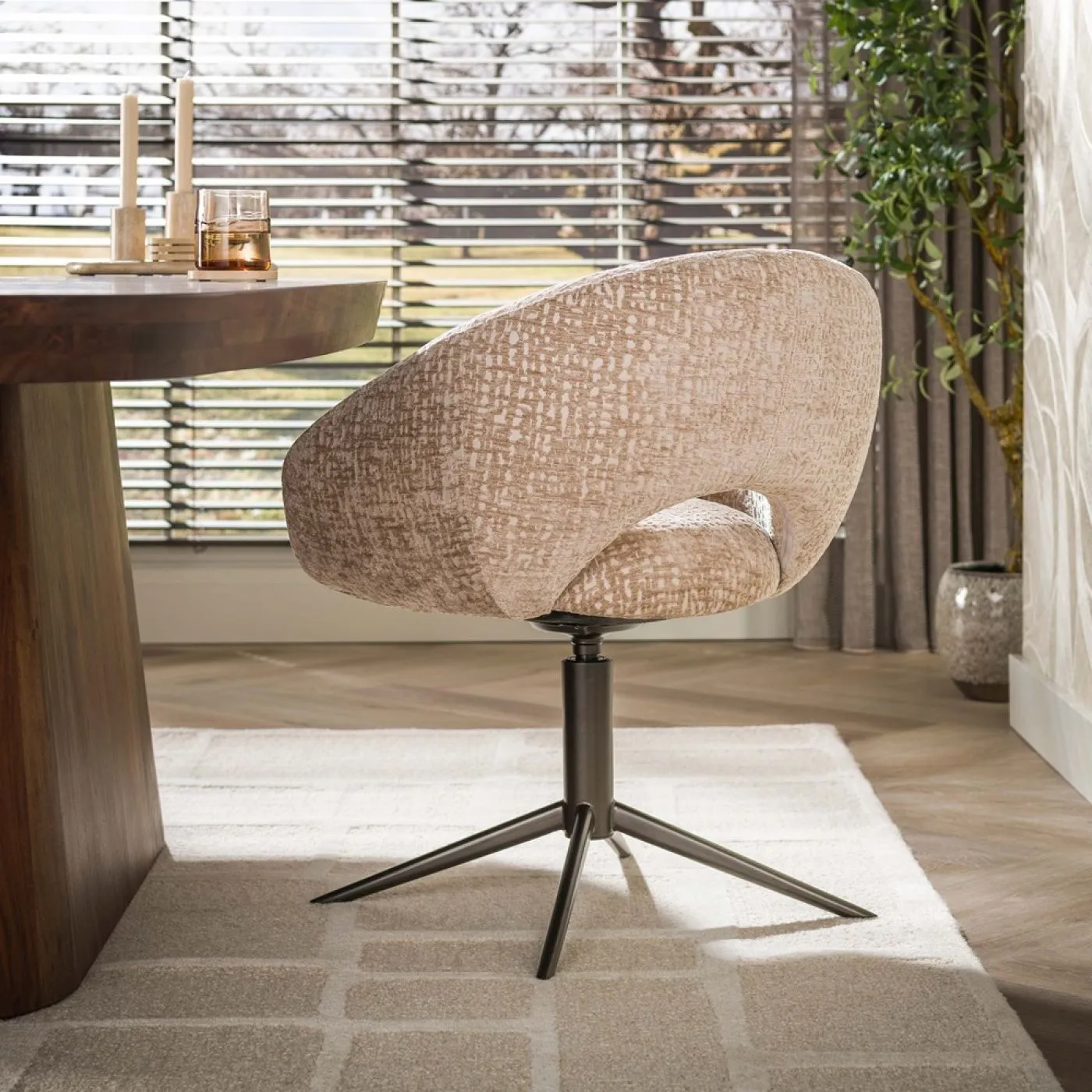 2er Set Stuhl Mirabel | drehbar | Monti Stoff | sand-braun