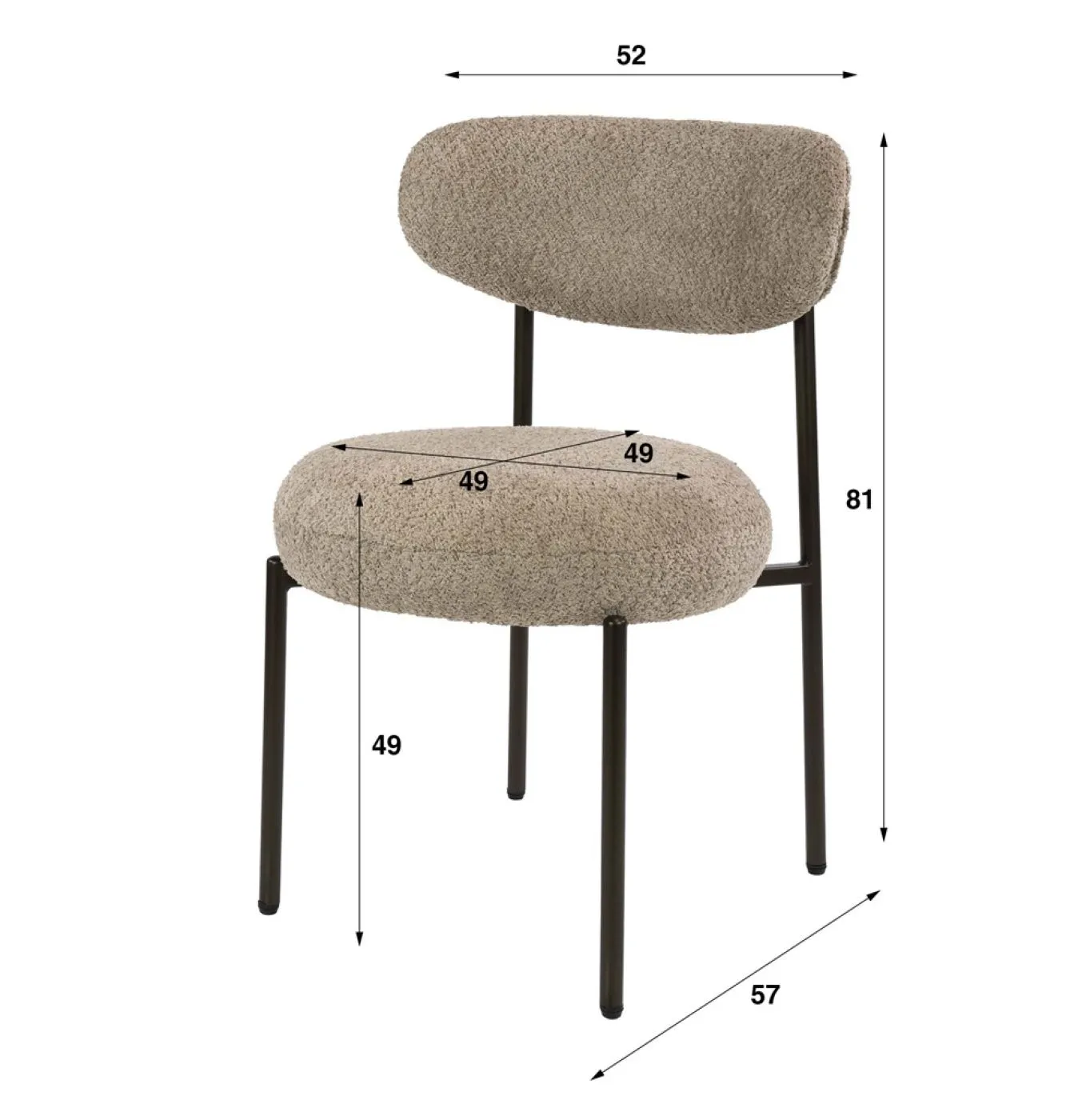 2er Set Stuhl Nest | Boucle | sand-braun