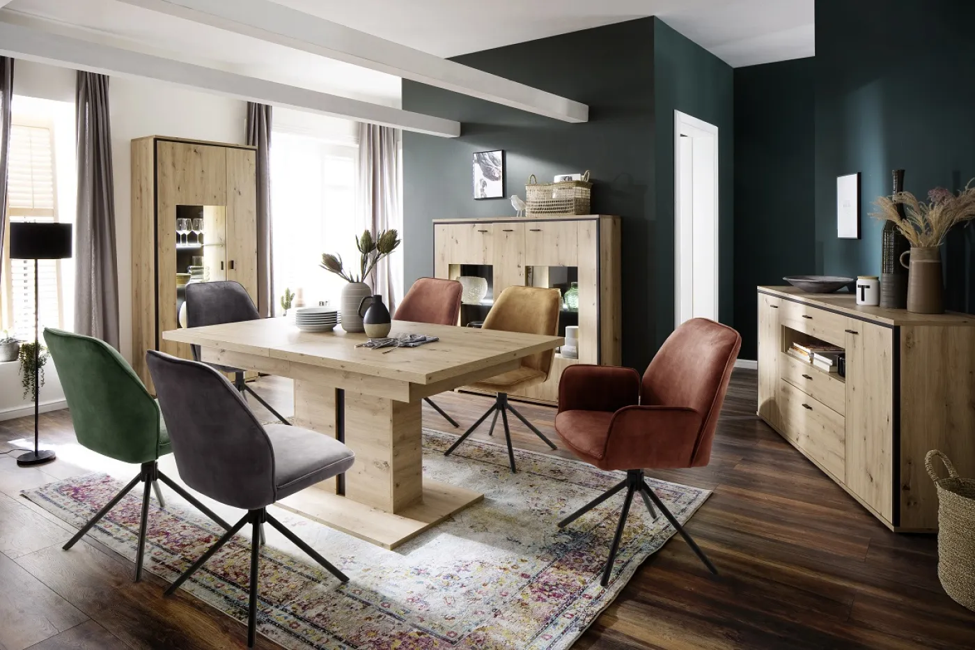 2er Set Stuhl Ottawa | Vintage Velours-Optik | anthrazit