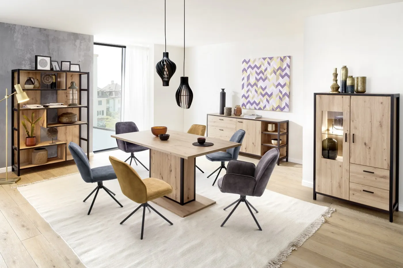 2er Set Stuhl Ottawa | Vintage Velours-Optik | curry