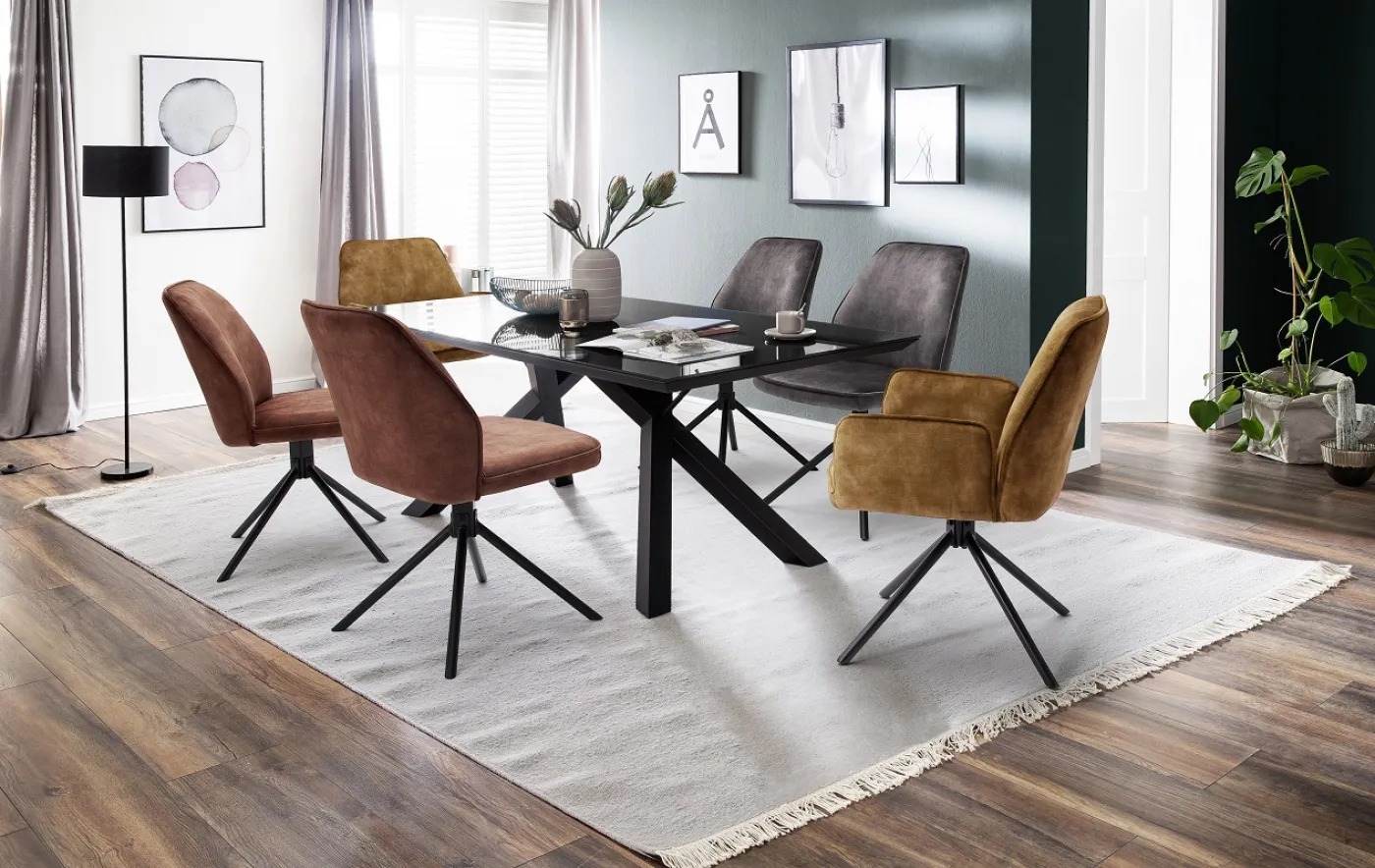 2er Set Stuhl Ottawa | Vintage Velours-Optik | rostbraun