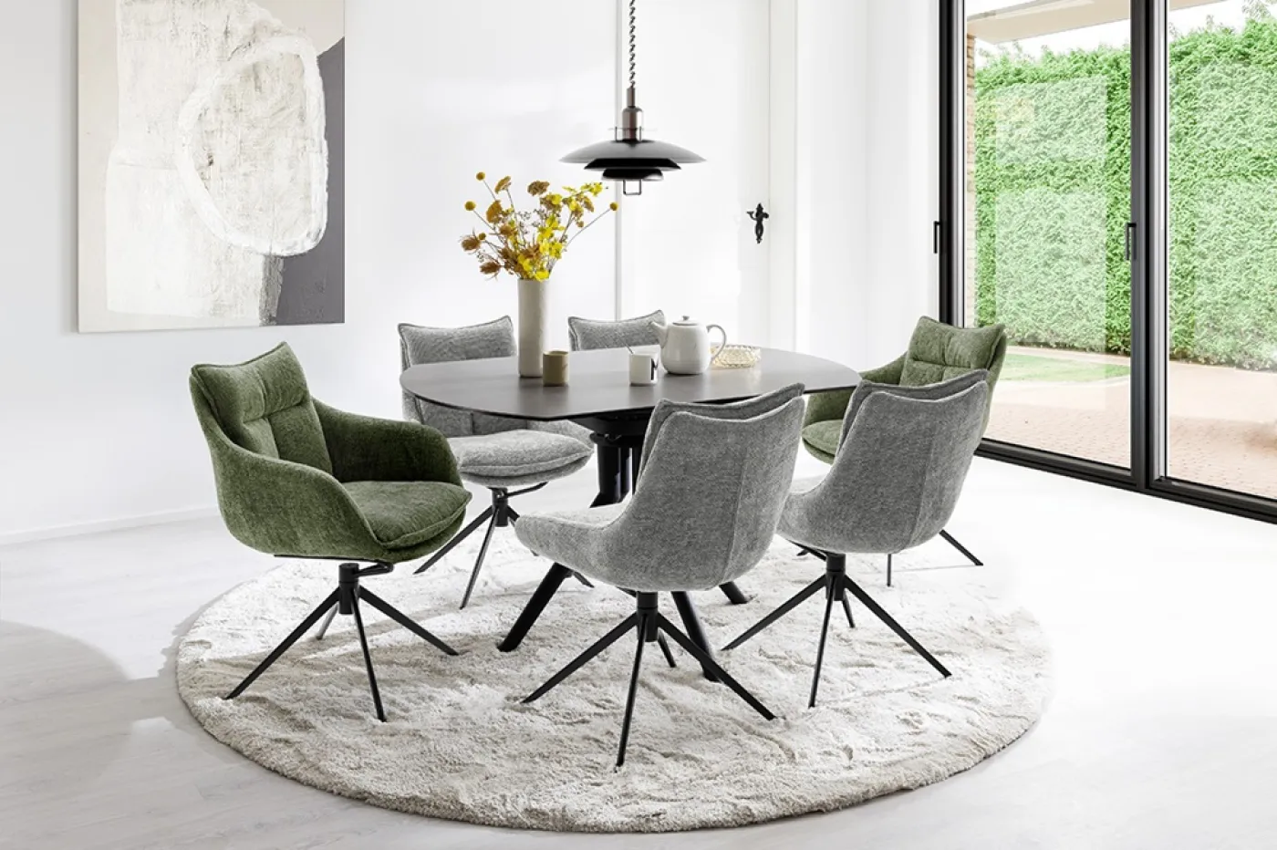 2er Set Stuhl Parker | drehbar | anthrazit / grau