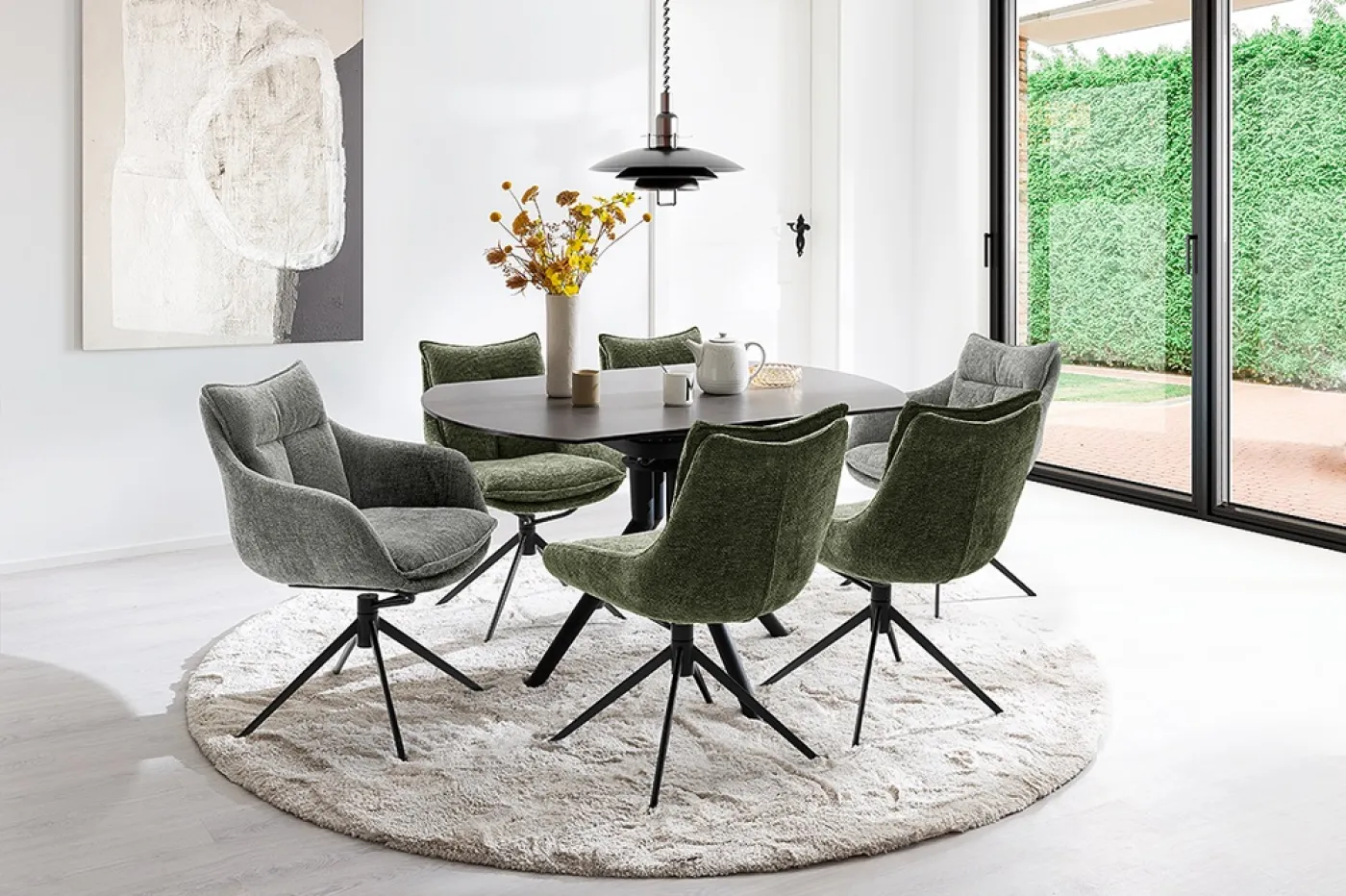 2er Set Stuhl Parker | drehbar | grün / olive