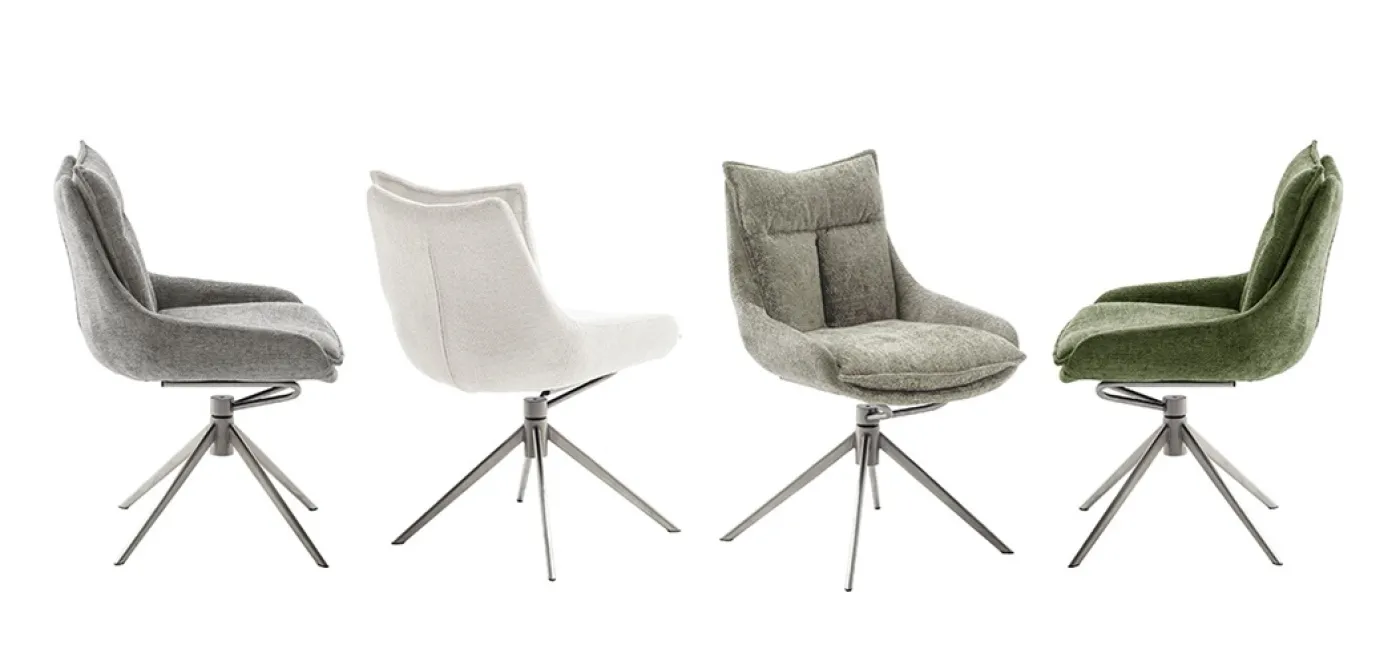 2er Set Stuhl Parker | Edelstahl | drehbar | weiß / creme