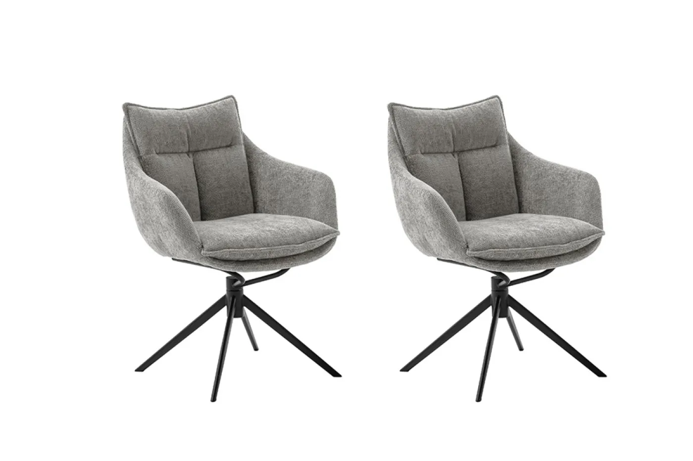 2er Set Stuhl Parker mit Armlehnen | drehbar | anthrazit / grau