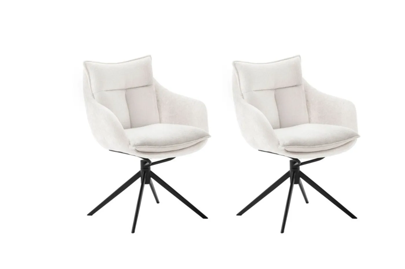 2er Set Stuhl Parker mit Armlehnen | drehbar | weiß / creme