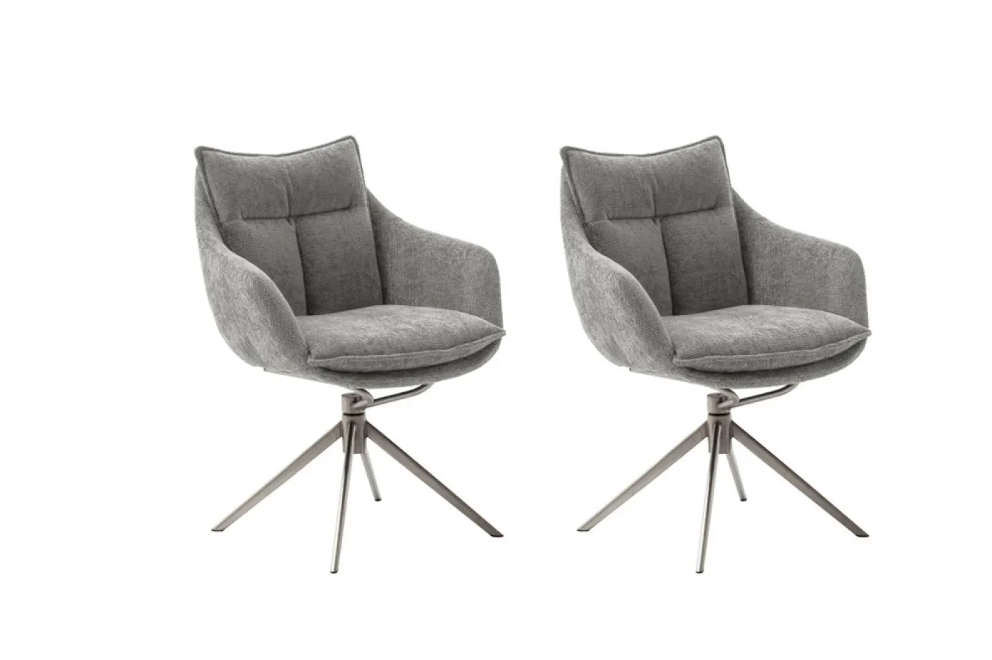 2er Set Stuhl Parker mit Armlehnen | Edelstahl | drehbar | anthrazit / grau