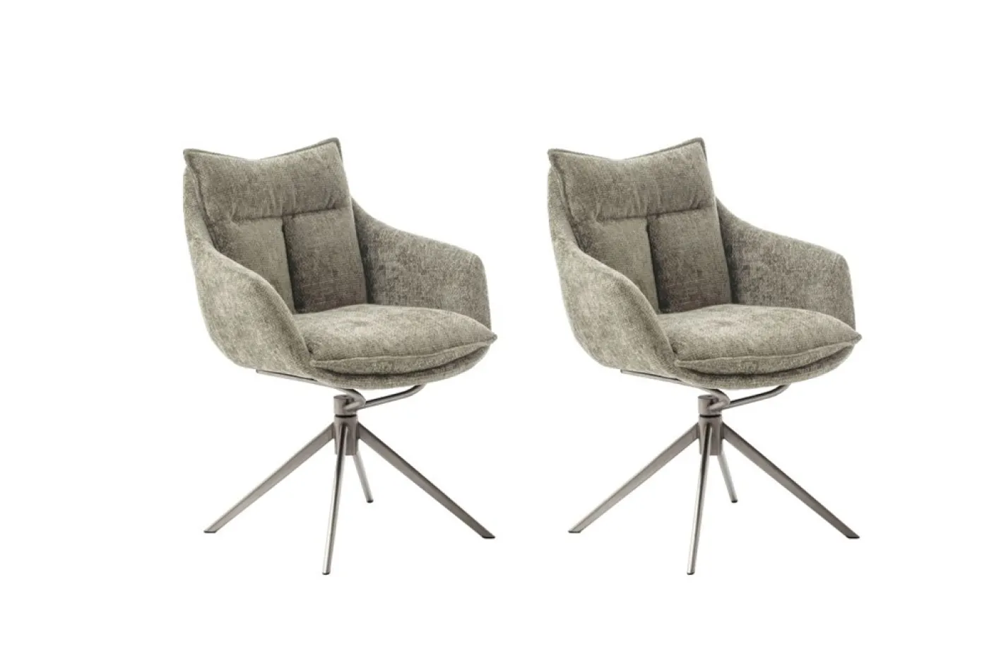 2er Set Stuhl Parker mit Armlehnen | Edelstahl | drehbar | braun / cappuccino