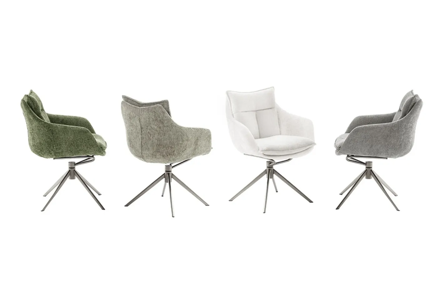 2er Set Stuhl Parker mit Armlehnen | Edelstahl | drehbar | grün / olive