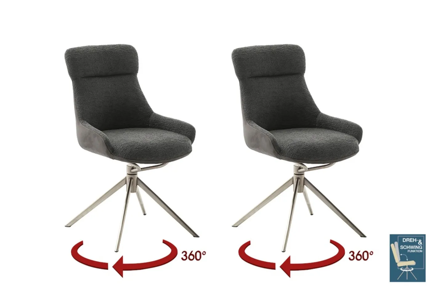 2er Set Stuhl Pelion | Edelstahl | drehbar | anthrazit