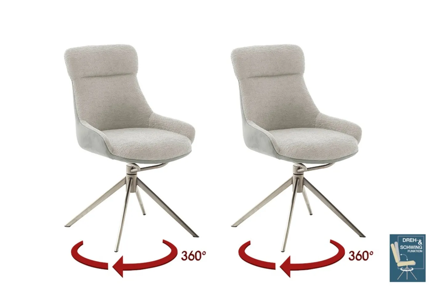 2er Set Stuhl Pelion | Edelstahl | drehbar | grau / lichtgrau