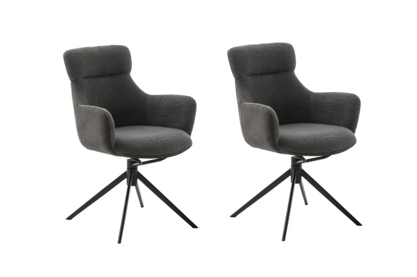 2er Set Stuhl Pelion mit Armlehnen | drehbar | anthrazit