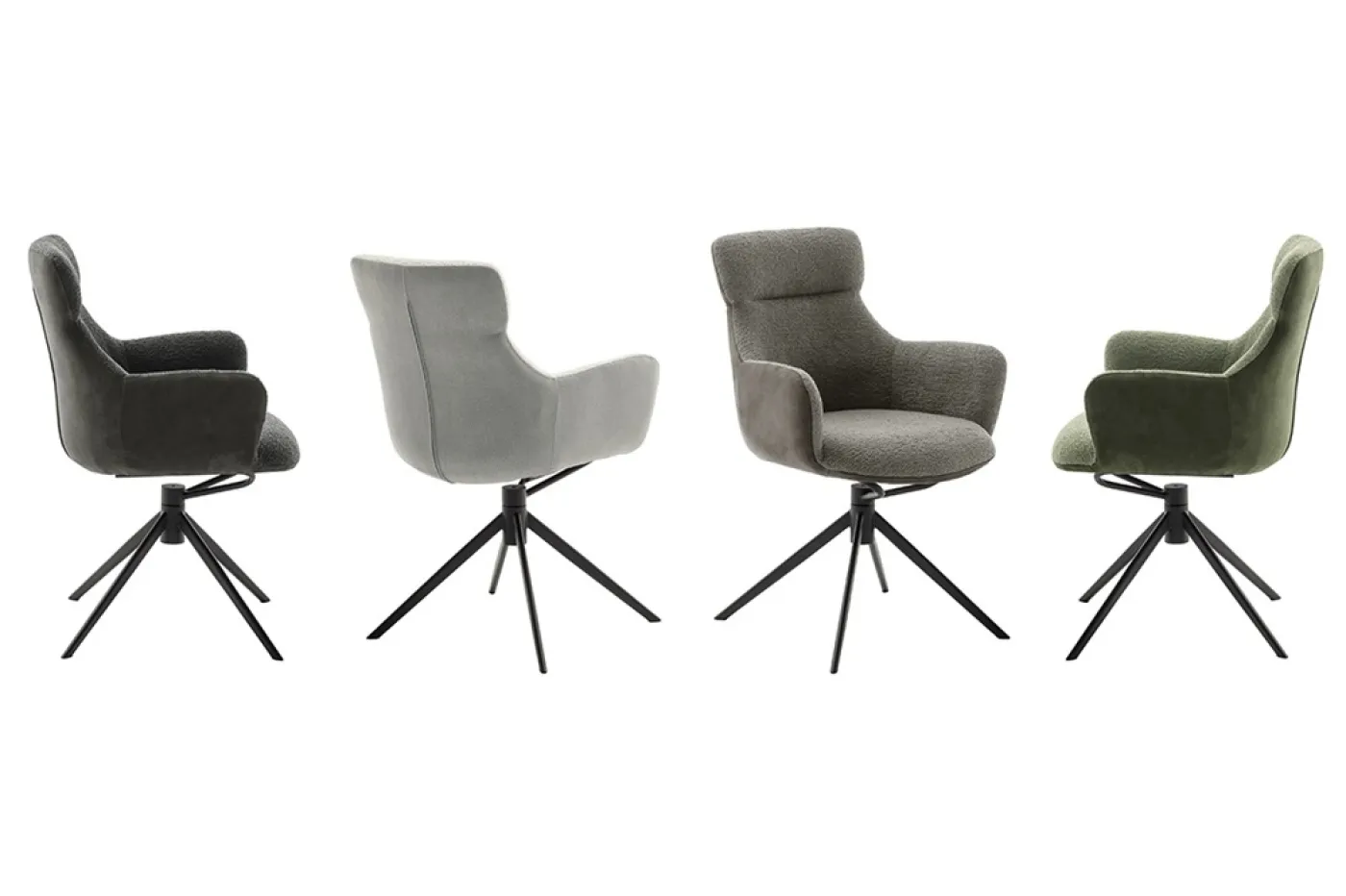 2er Set Stuhl Pelion mit Armlehnen | drehbar | grau / lichtgrau