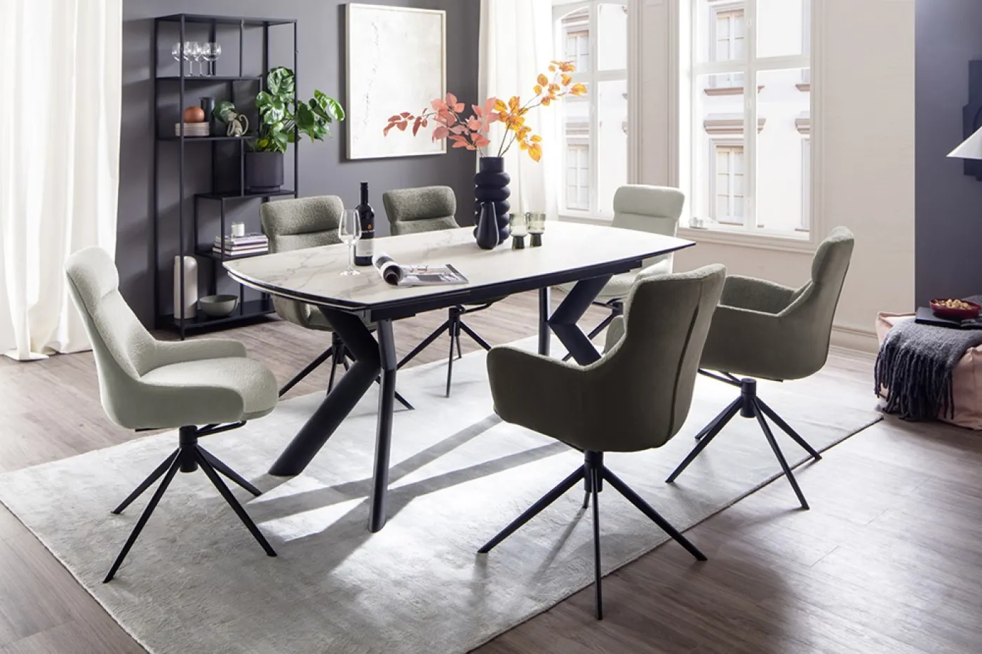 2er Set Stuhl Pelion mit Armlehnen | drehbar | schlamm