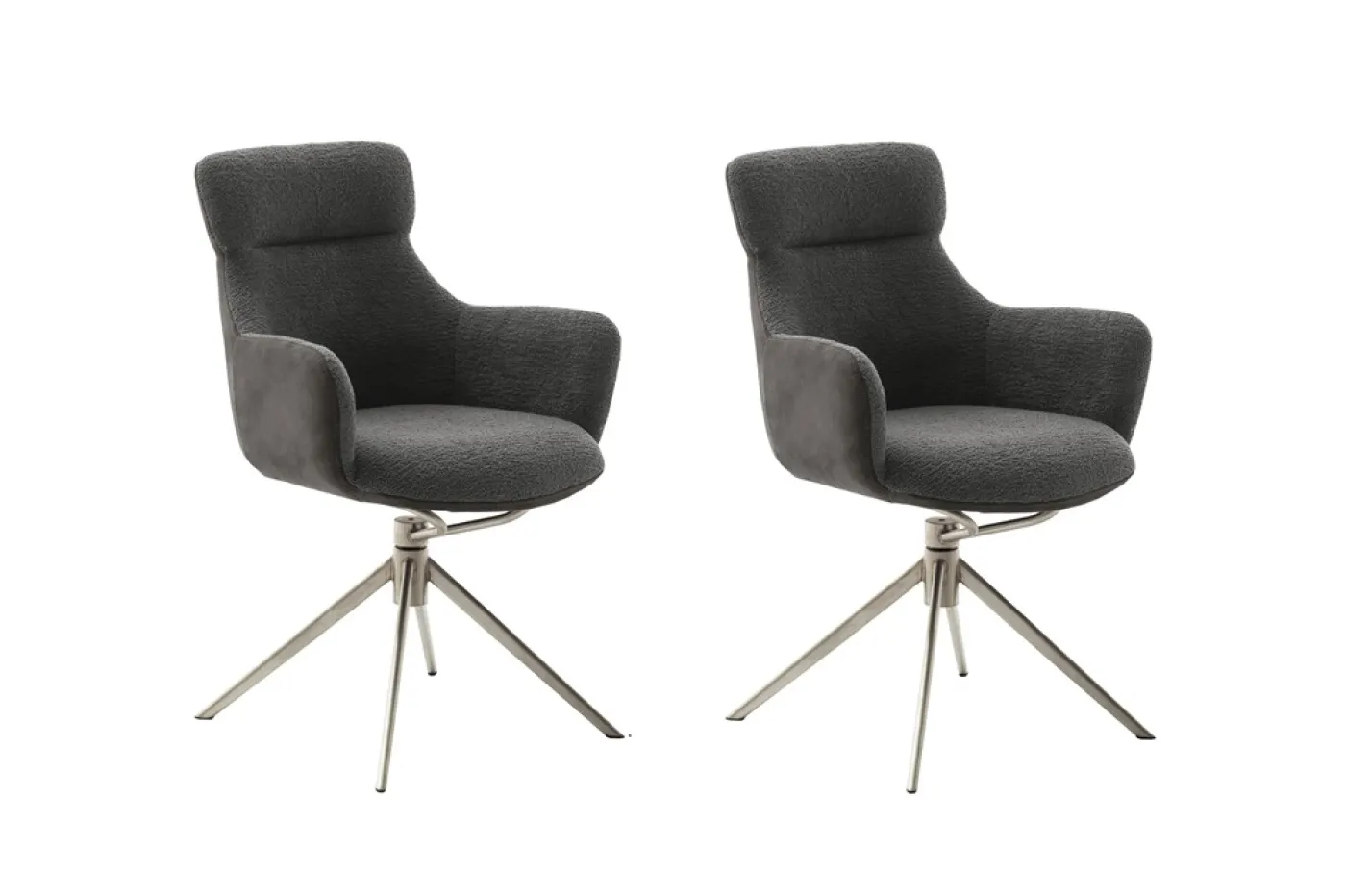 2er Set Stuhl Pelion mit Armlehnen | Edelstahl | drehbar | anthrazit