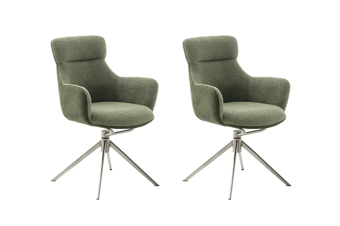 2er Set Stuhl Pelion mit Armlehnen | Edelstahl | drehbar | olive