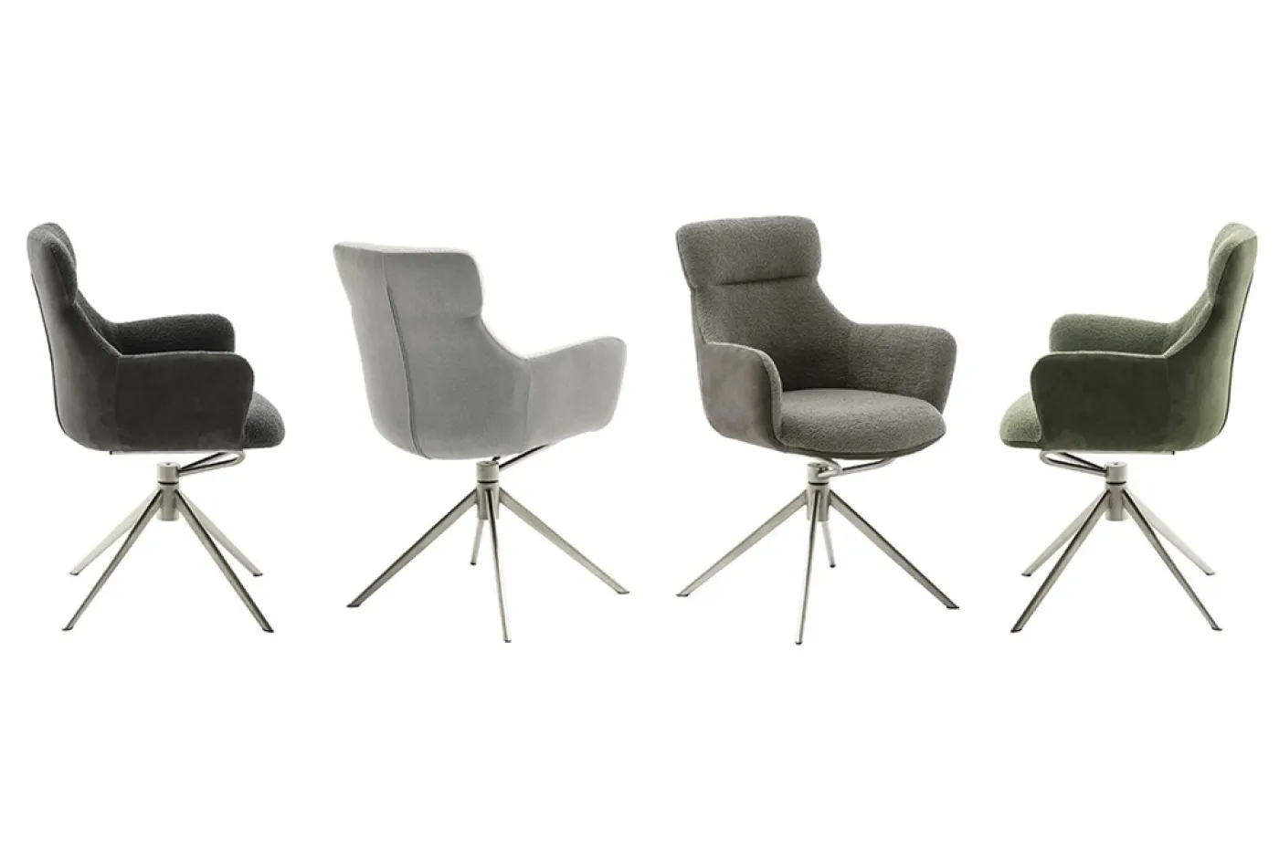 2er Set Stuhl Pelion mit Armlehnen | Edelstahl | drehbar | olive