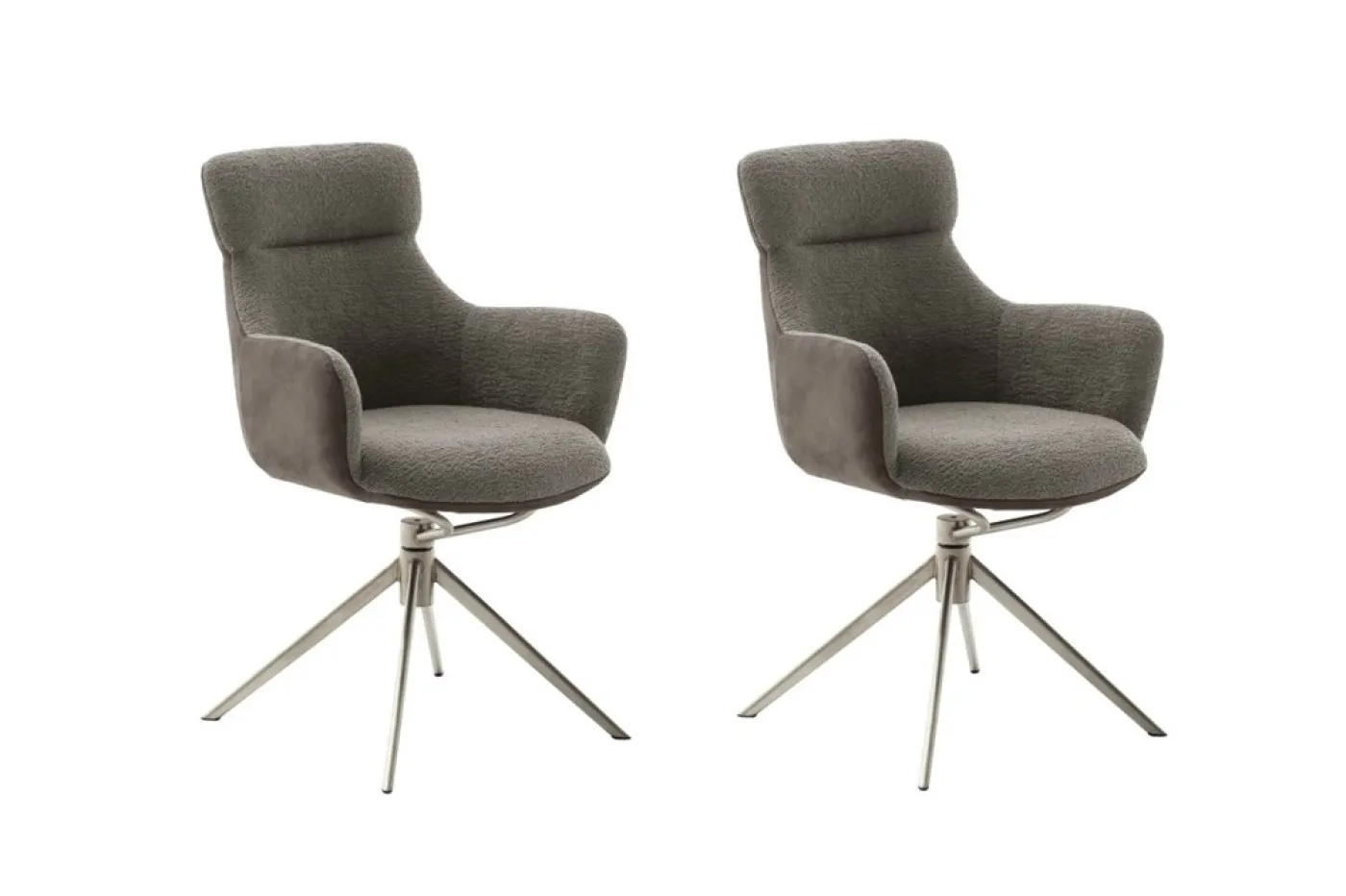 2er Set Stuhl Pelion mit Armlehnen | Edelstahl | drehbar | schlamm