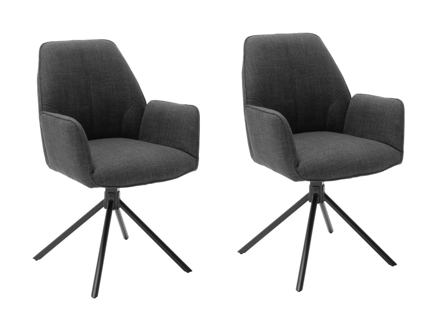 2er Set Stuhl Pemba mit Armlehnen | drehbar | Webstoff | anthrazit