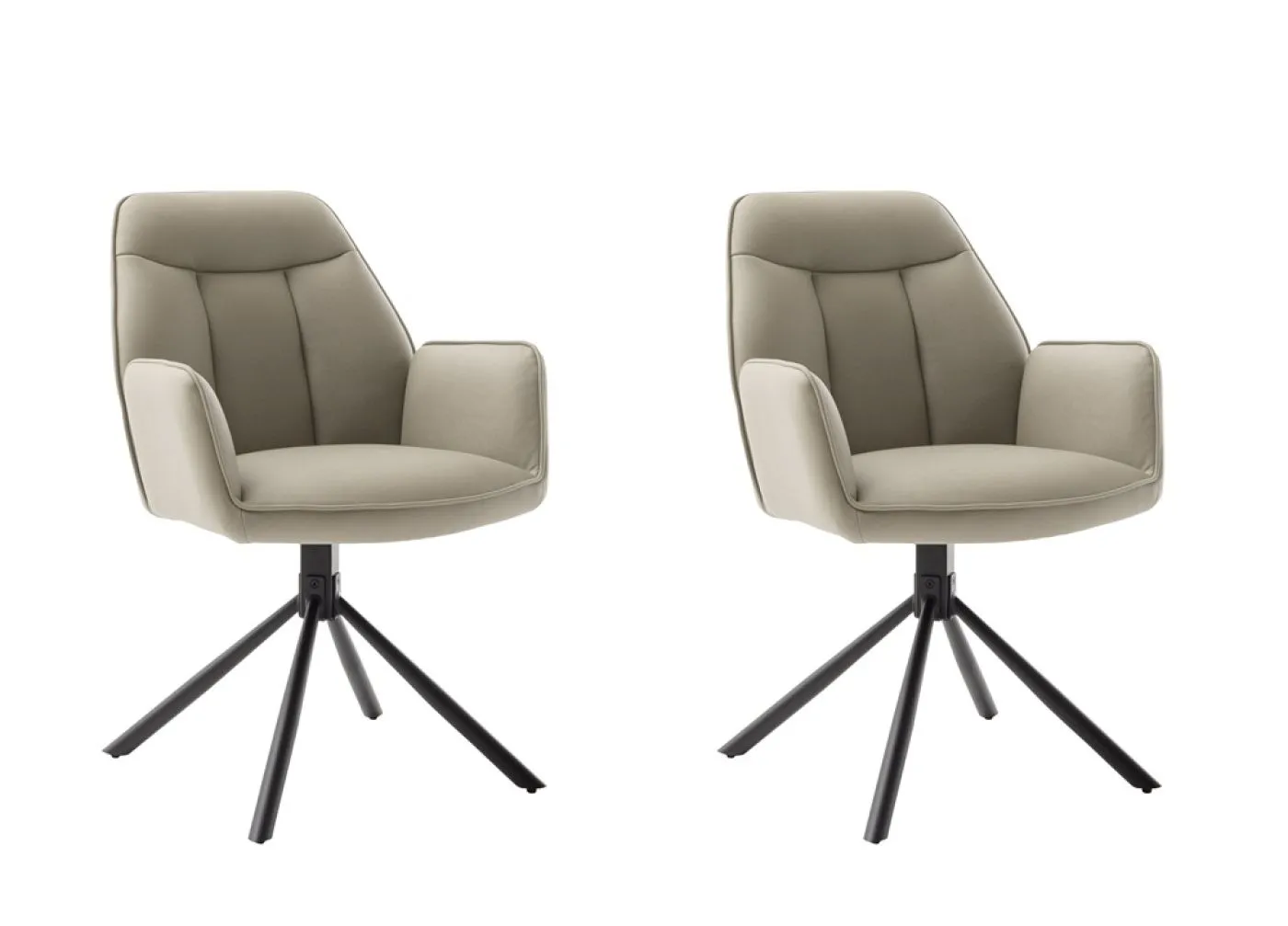 2er Set Stuhl Rafaela mit Armlehnen | drehbar | cappuccino / schwarz matt