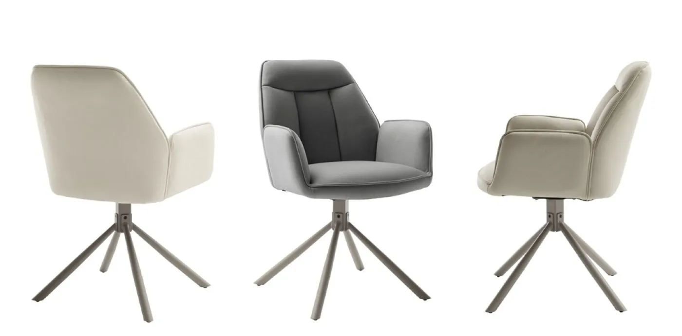 2er Set Stuhl Rafaela mit Armlehnen | drehbar | cappuccino / taupe matt