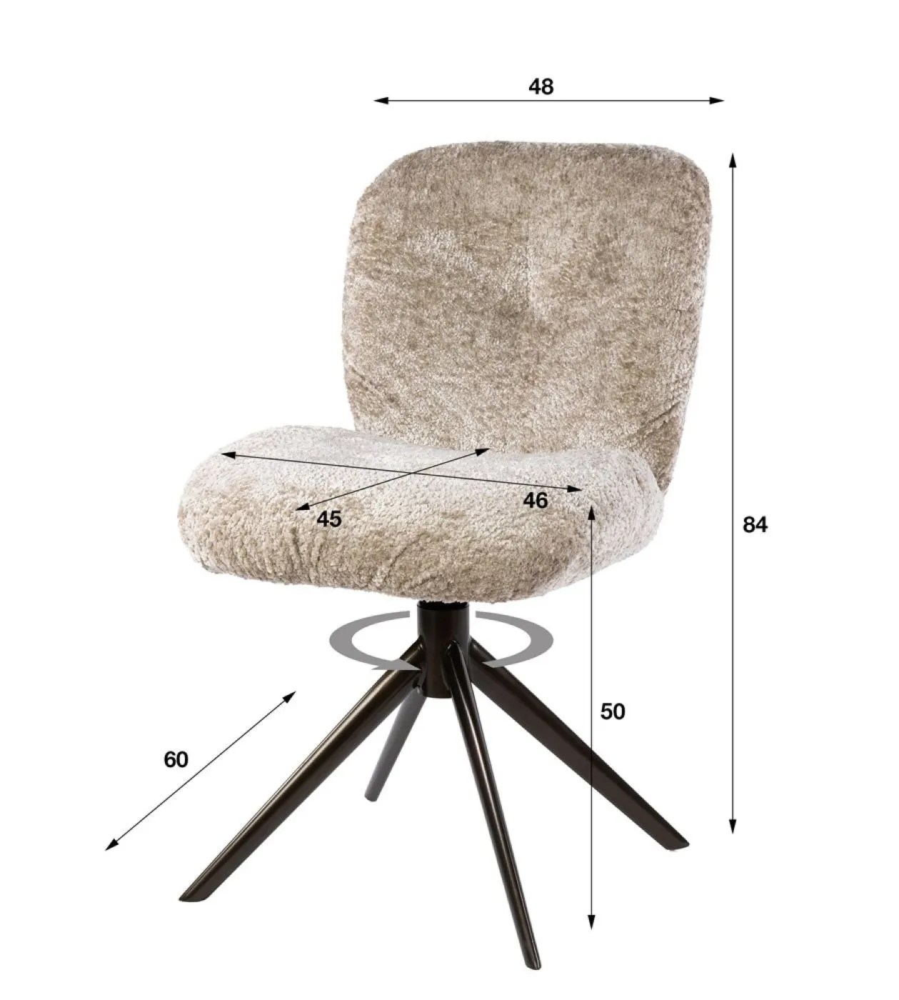 2er Set Stuhl Thoia | drehbar | Alura Stoff / Webstoff | sand-braun