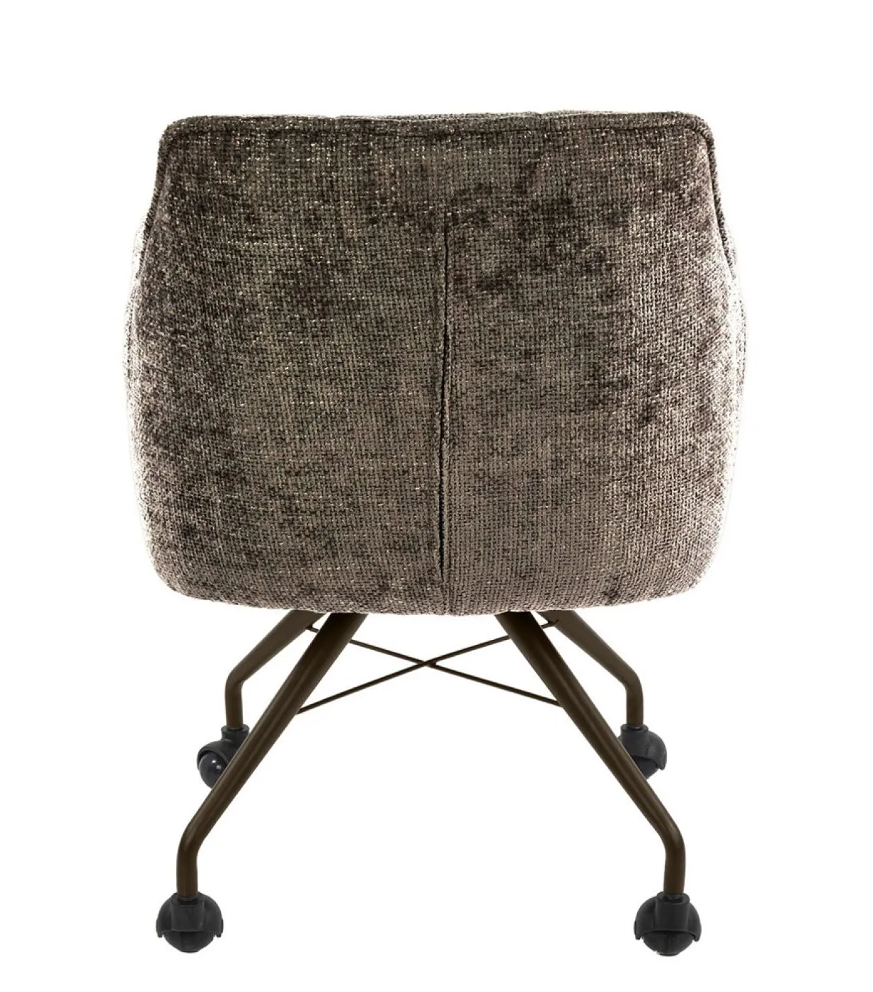 2er Set Stuhl Toik mit Armlehnen | auf Rollen | Hoven-Stoff / Chenillegewebe | taupe-braun