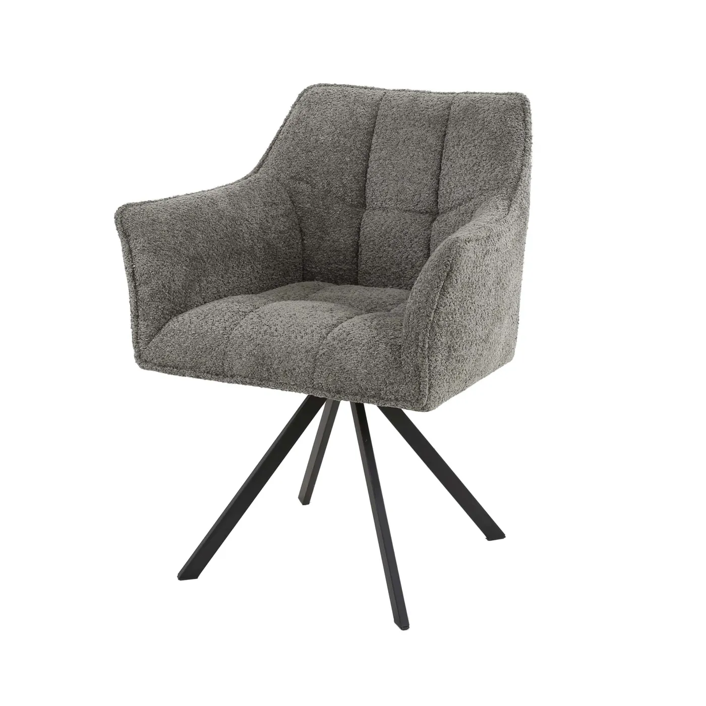 2er Set Stuhl Toik mit Armlehnen | drehbar | Boucle Stoff | taupe